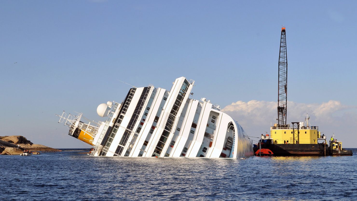 The Costa Concordia struck rocks off Italy on January 13 with about 3,200 passengers and 1,000 crew members on board.