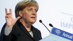 German Chancellor Angela Merkel addresses the World Economic Forum in Davos