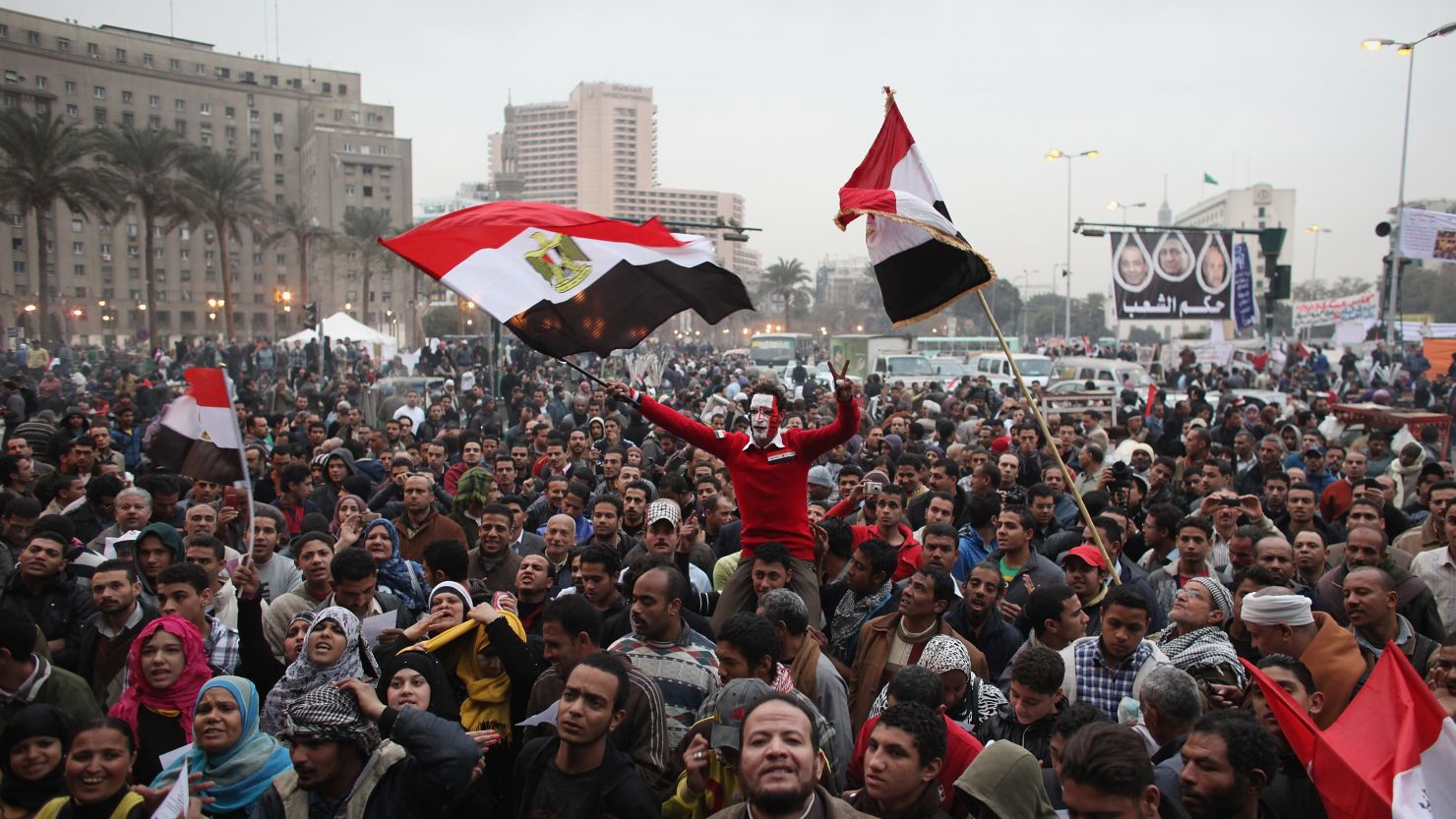 People gather in Tahir Square  for the first anniversary of the Egyptian revolution January 25. Tens of thousands are expected.