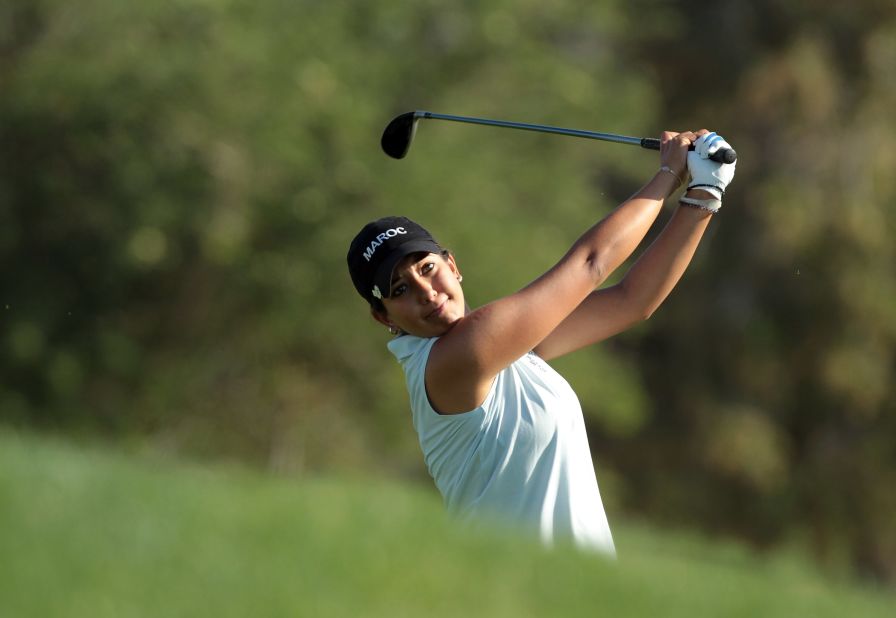 Haddioui plays an approach shot during last year's Lalla Meryem Cup on her home course. She finished an encouraging 25th in the Ladies' European Tour event.