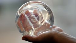 A file picture taken on January 3, 2012 in Marseille, southeastern France, shows a breast implant produced by the implant manufacturer Poly Implant Prothese company (PIP) with PIP identity card. 