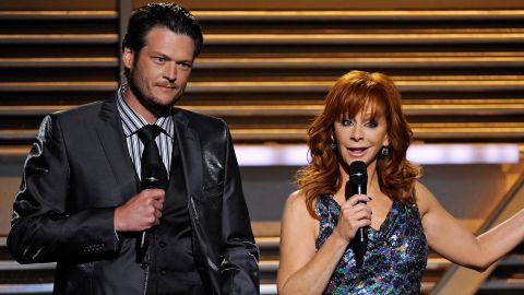 Blake Shelton and Reba McEntire, shown here hosting last year, will also host this year's Academy of Country Music Awards.