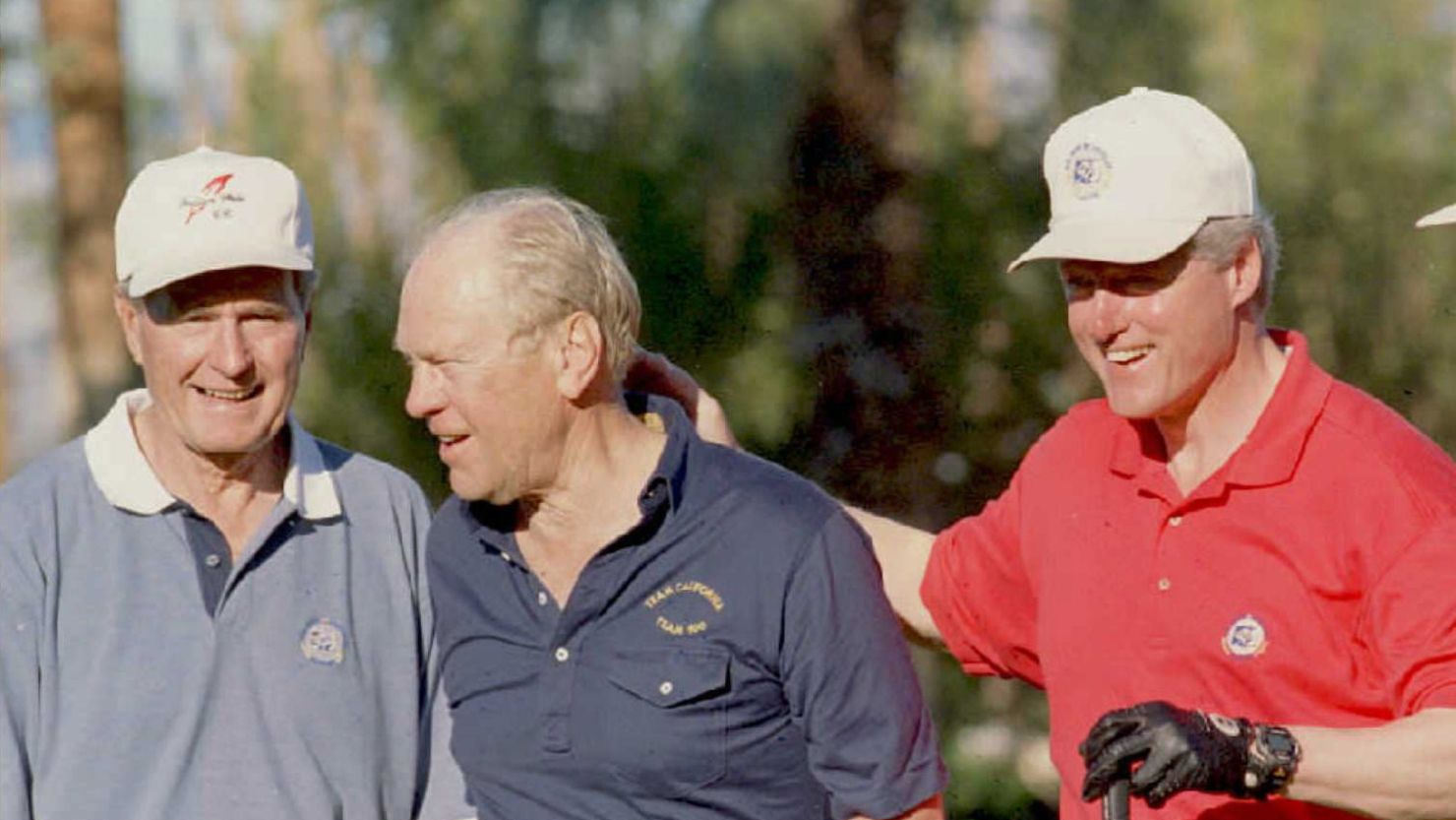Gerald Ford, flanked by Yalies George H.W. Bush and Bill Clinton, was the only president from the Big Ten -- and he was never elected to the White House.