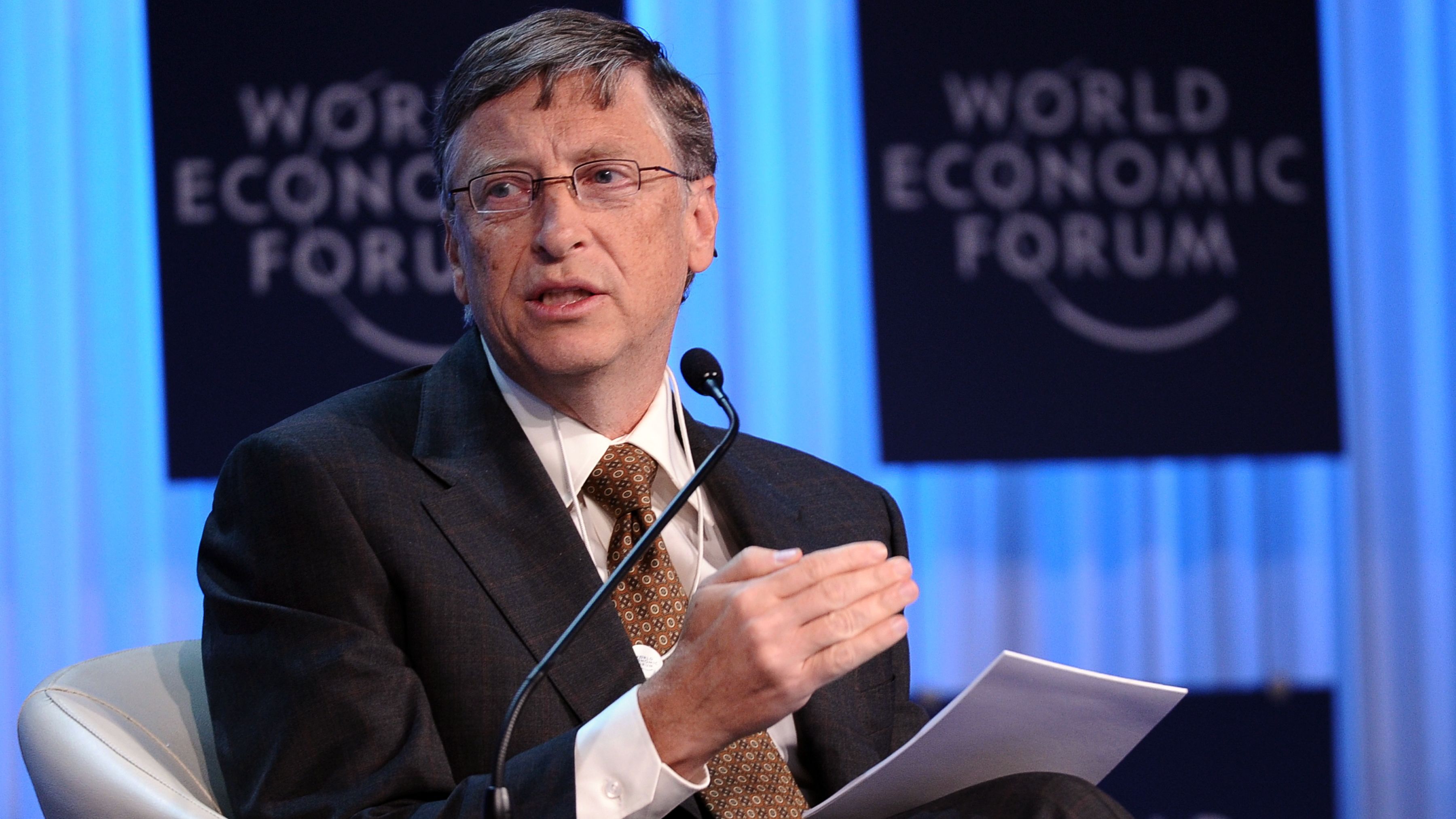 Microsoft founder Bill Gates speaks Thursday at the World Economic Forum in the Swiss resort of Davos.
