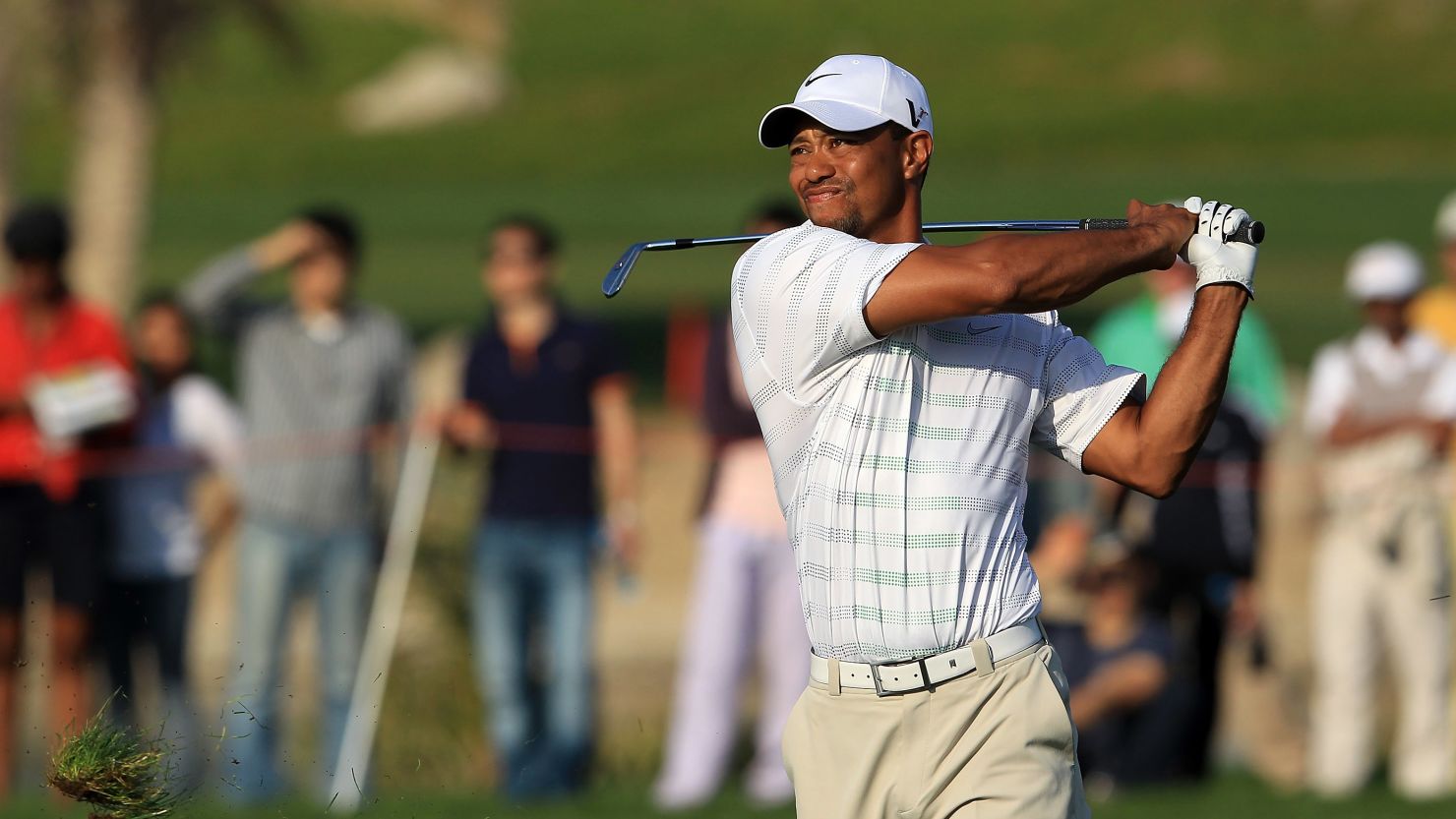 Tiger Woods was pleased with his play in the second round of the Abu Dhabi Golf Championship.