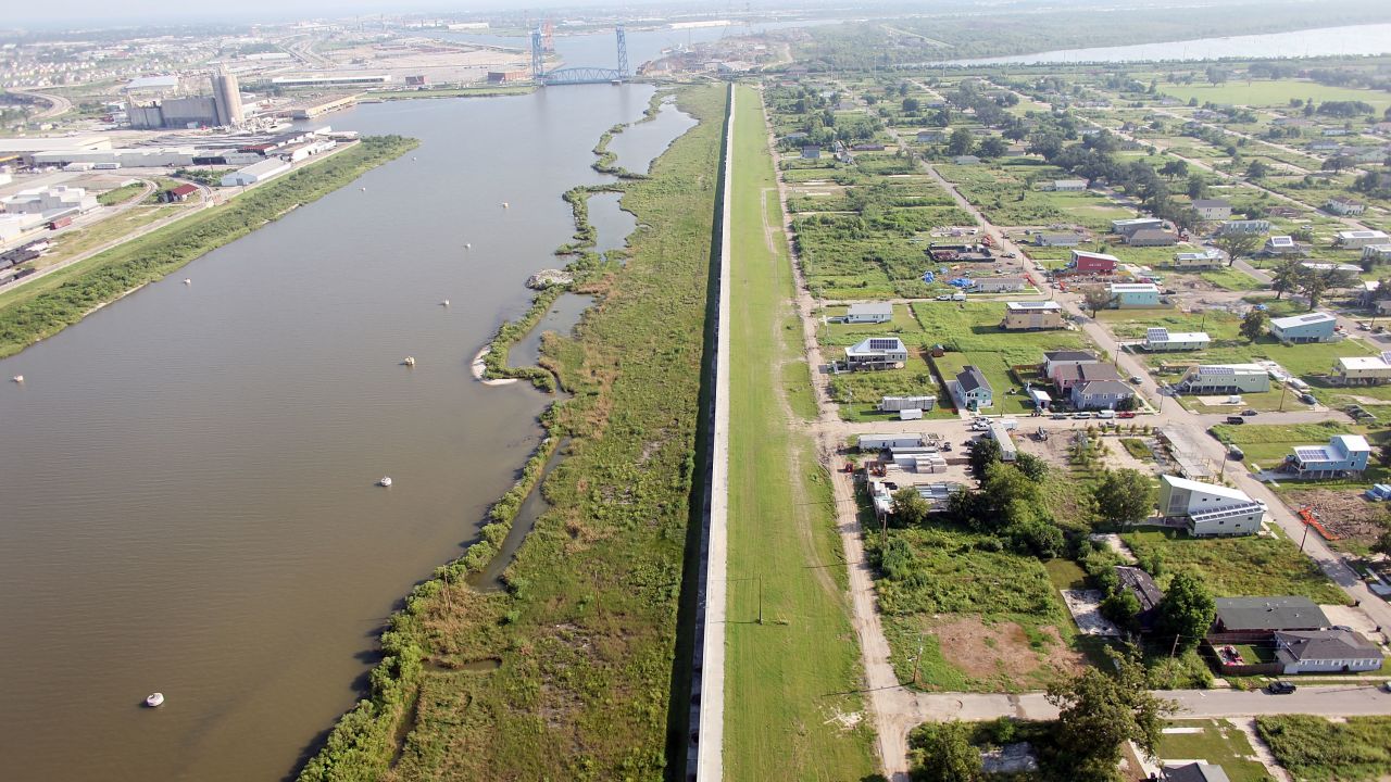 The Lower Ninth Ward, seen here in 2010, lies next to the repaired Industrial Canal levee wall in New Orleans.