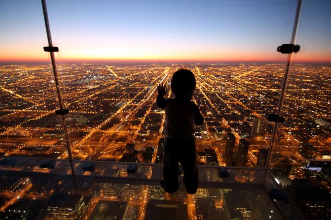 Chicago's Skydeck looks down from the 99th story of the Willis Tower.