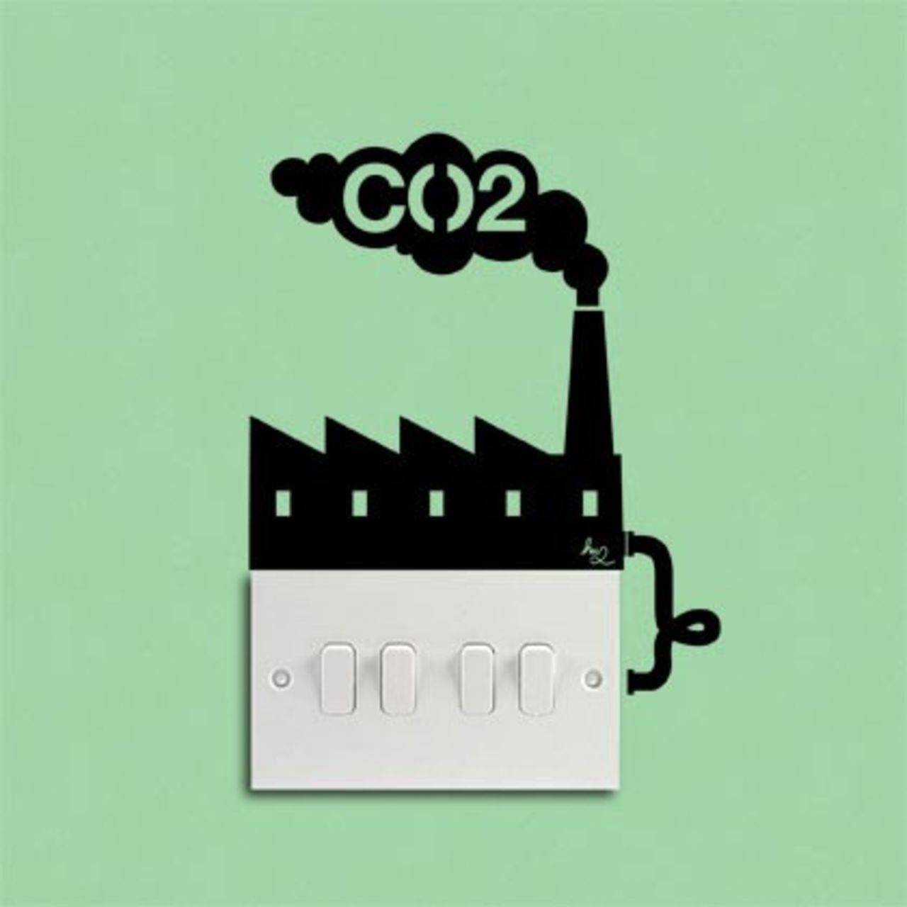 A wall sticker from London-based design and sustainbility outfit Hu2 brings home the carbon cost of keeping the lights on.