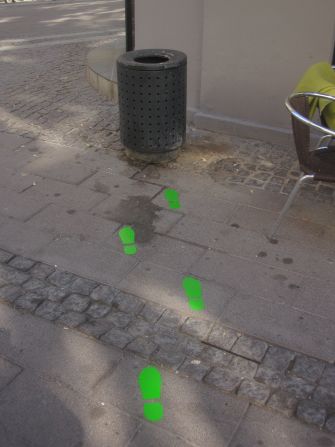Green footsteps lead passersby to a dustbin on the streets of Copenhagen. Researchers found that this decreased the instances of littering by 46%.