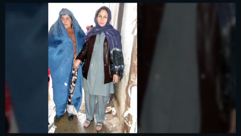 Wali Hazrata, left, is detained at the city jail in Kunduz, Afghanistan.  She is accused of helping her son, Sher Mohammed, 29, kill his wife for not bearing him any sons.