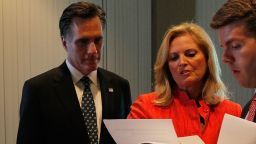 Mitt Romney looks over his speech before Florida voters