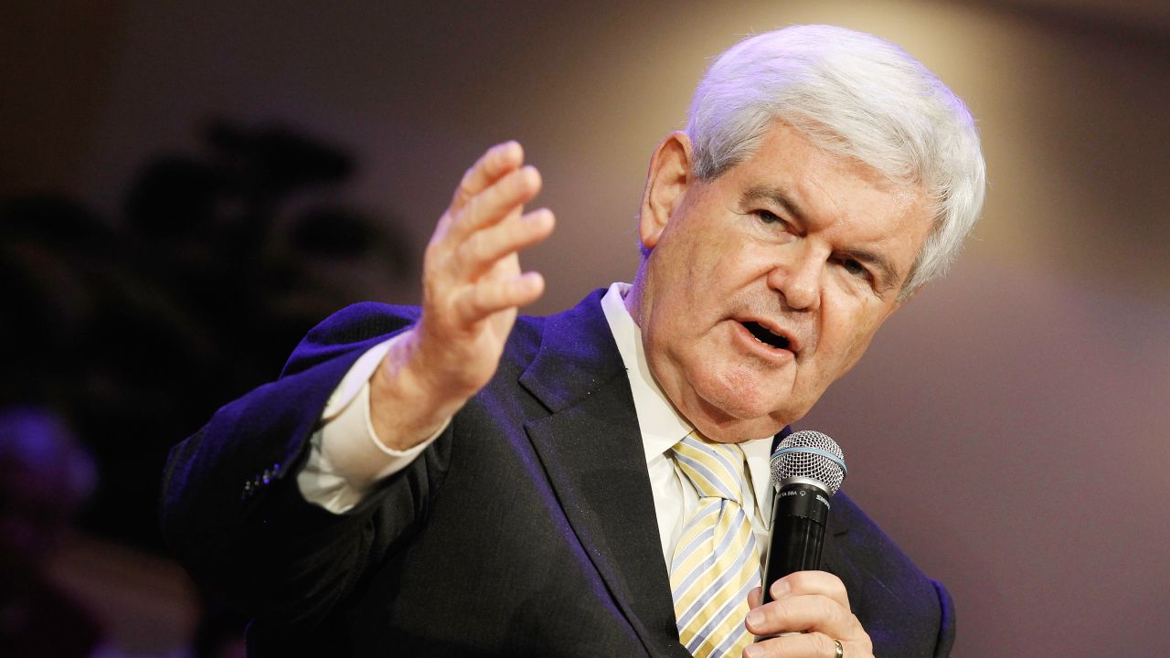  Republican presidential candidate Newt Gingrich speaks in Winter Park, Florida.