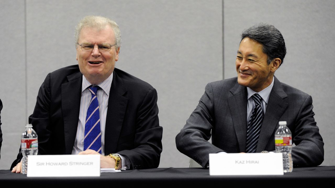 Chairman, CEO and President of Sony Corp. Sir Howard Stringer, left, and . Executive Deputy President Kazuo Hirai at the 2012 International Consumer Electronics Show  in Las Vegas on January 10.