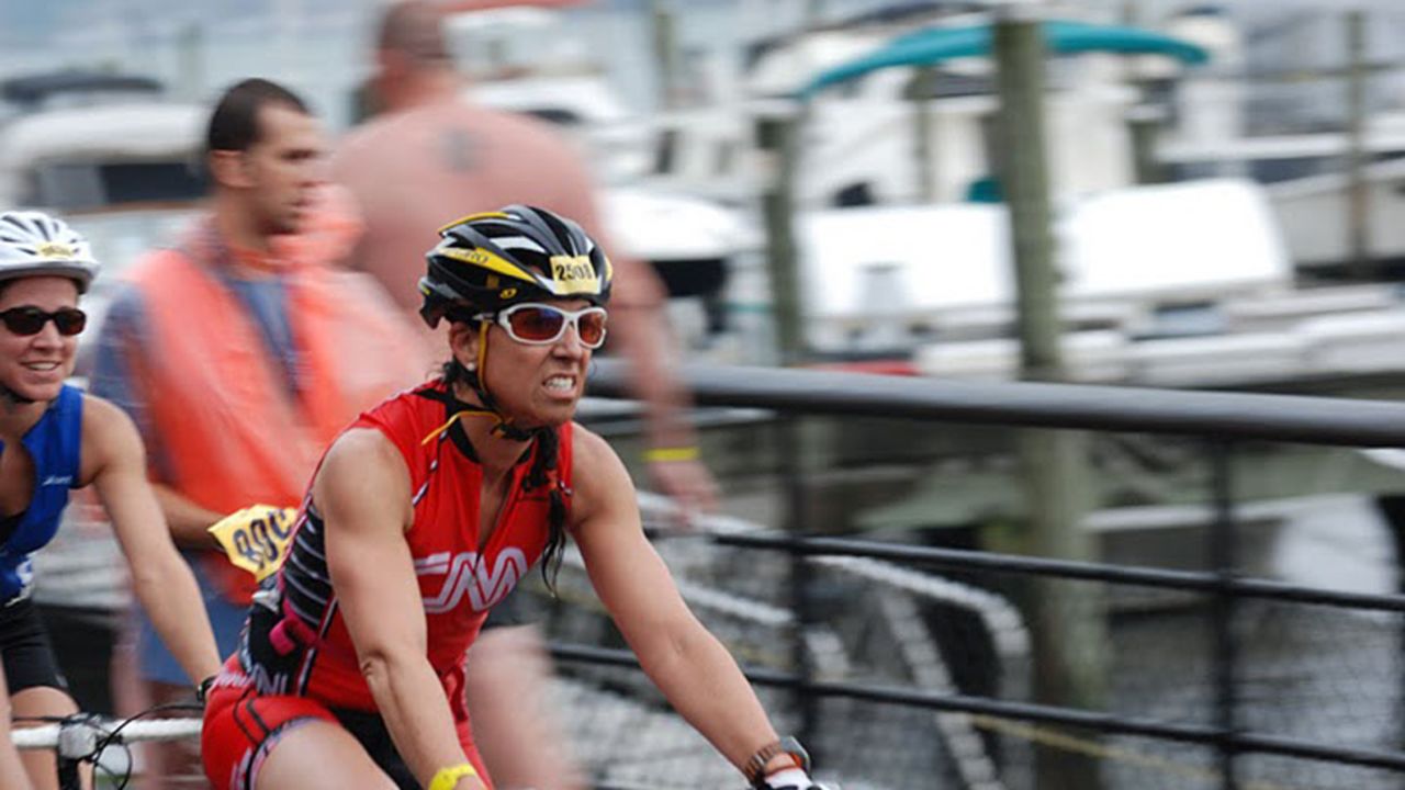 Roni Selig competes in the New York City Triathlon in 2011 with CNN's Fit Nation team. 
