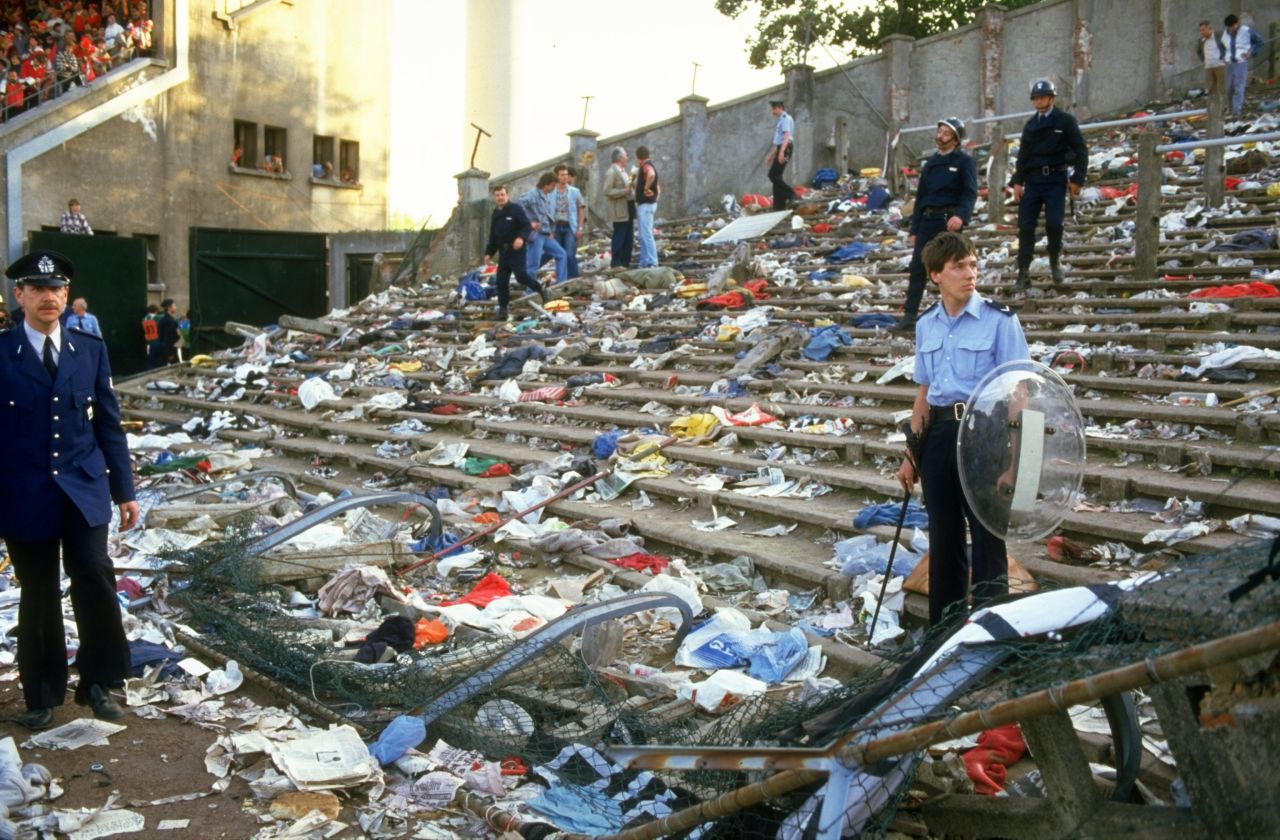Thirty-nine fans -- 32 from Italy, four from Belgium, two from France, one from Northern Ireland, the youngest just 11 years old -- were killed in a stampede before the European Cup final between Liverpool and Juventus at the Heysel Stadium in May 1985.