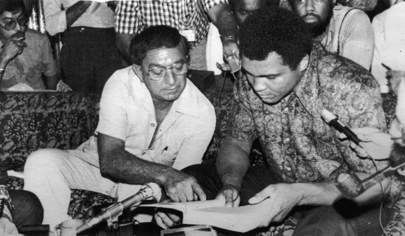 Cassius Clay (Muhammad Ali) seen here with his trainer Angelo
