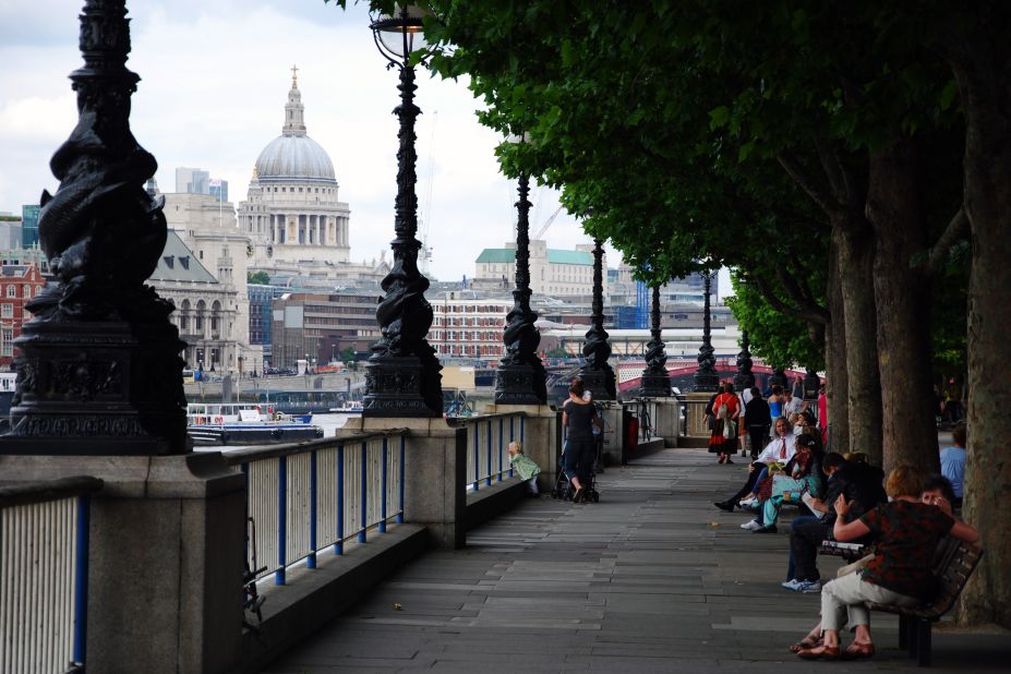 Kevin Kasmai shared this photo of the Queen's Walk, "which is on the south side of the River Thames and leads from Parliament and the London Eye to Tower Bridge, passing St. Paul's Cathedral and Tate Modern museum."