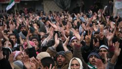 Opposition supporters in Zabadani, Syria on Sunday, January 15, 2012