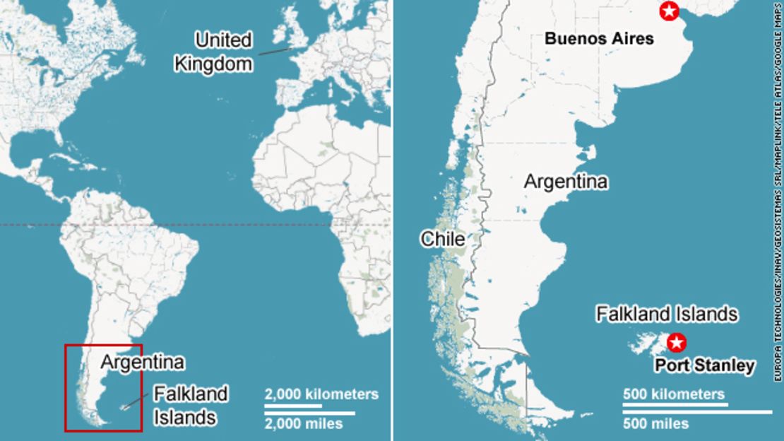 Locator map of the Falkland Islands