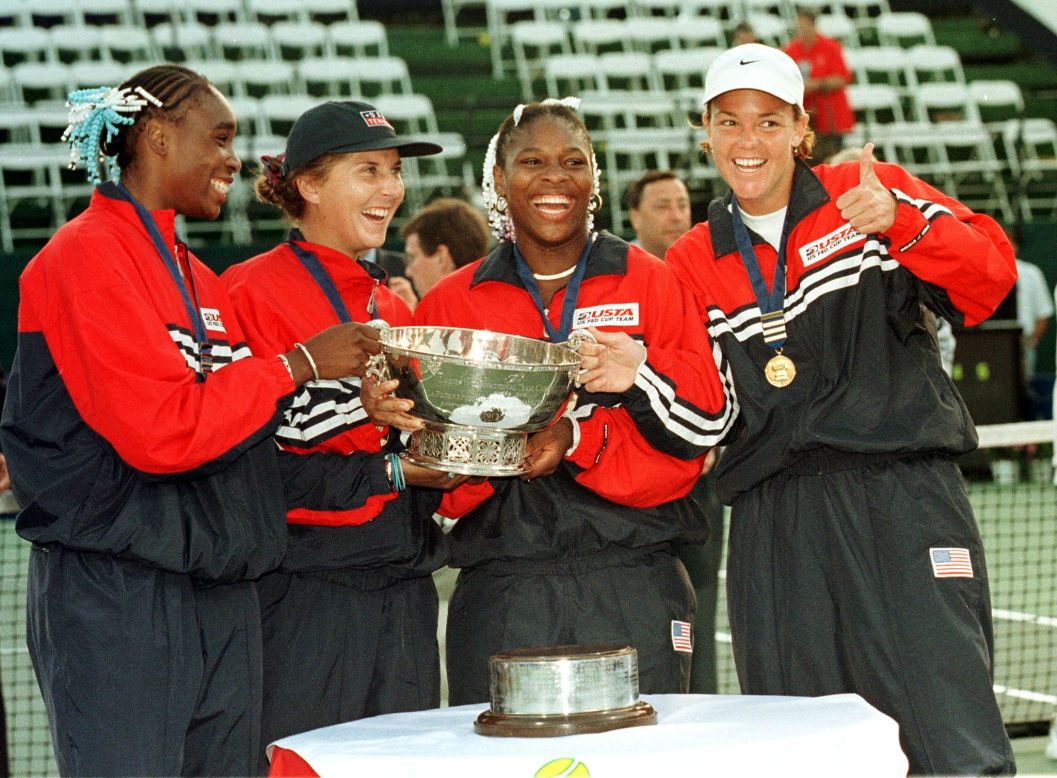 Both Venus and Serena were part of the U.S. team who defeated Russia to clinch the Fed Cup in 1999. Despite their past successes, the U.S. find themselves outside of the leading World Group I for the first time in their history. They played alongside three-time grand slam winner Lindsay Davenport (left) and Monica Seles -- a winner of nine major titles.