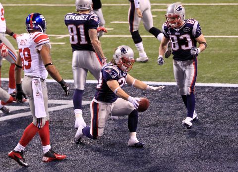 Danny Woodhead anotó el primer touchdown del Super Bowl para los Patriots, después de una recorrido de 87 metros.