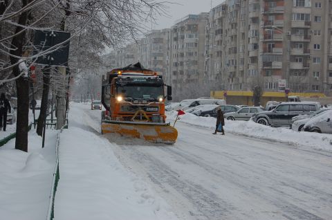 Snow paralyzes traffic in Bucharest, Romania, on Monday.