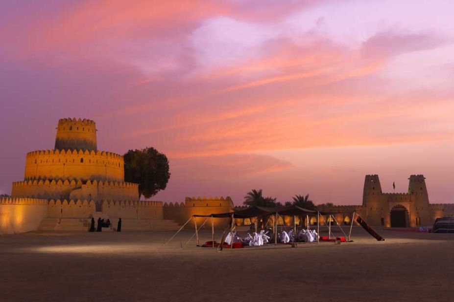 Al Jahili Fort at sunset, once the summer retreat of Sheikh Zayed the First. 