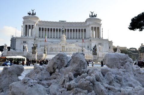 iReporter Fabrizio Buzzi sent this shot taken in central Rome on Saturday. "People go out to enjoy the experience as snow is a rare sight in Rome," says Buzzi.
