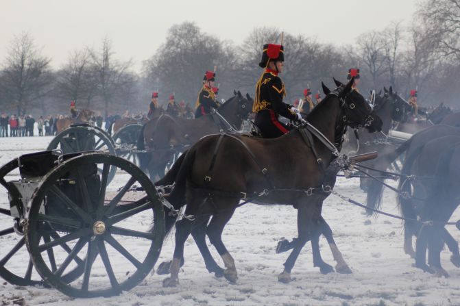 The salute marks the opening salvo of the Queen's Diamond Jubilee festivities -- which will continue around the UK for the next five months.