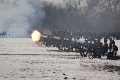 A royal salute normally comprises 21 guns, increased to 41 if fired from a royal residence.