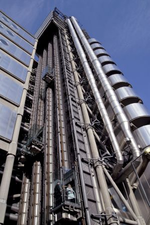 The Lloyd's building elevator in London, England 