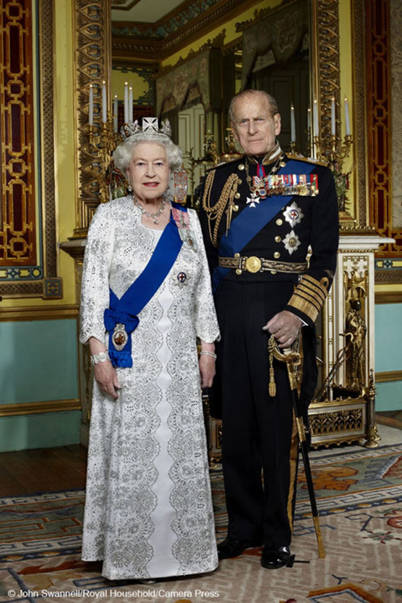 This photograph of the queen and the Duke of Edinburgh was released by Buckingham Palace to mark the Diamond Jubilee.