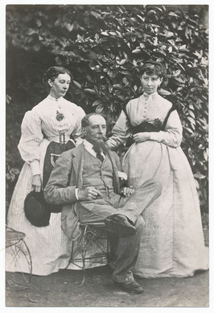 Dickens with his daughters Mary and Kate in the garden at Gad's Hill Place, 1865