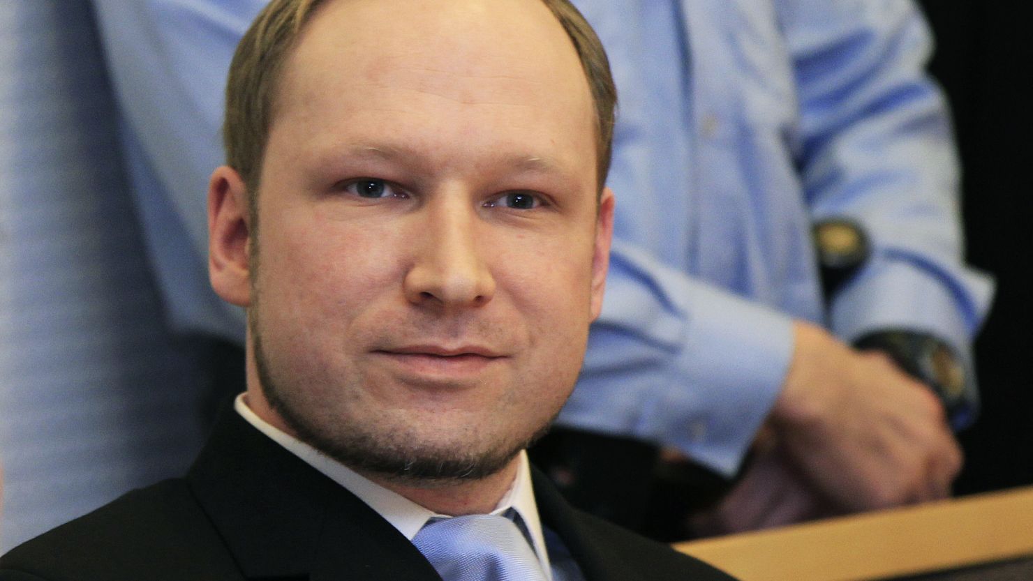 Anders Behring Breivik appears in court Monday in Olso, Norway. He will be kept in custody until his trial in April.