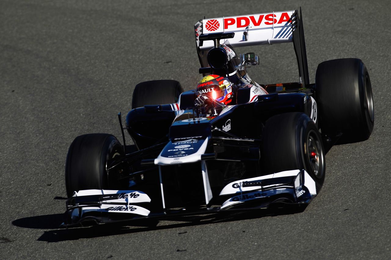 Williams' Venezuelan driver Pastor Maldonado had the first chance to test the car at Jerez. Maldonado will be paired with Bruno Senna in 2012, the nephew of three-time drivers' champion Ayrton -- who died while driving for Williams at Imola in 1994.