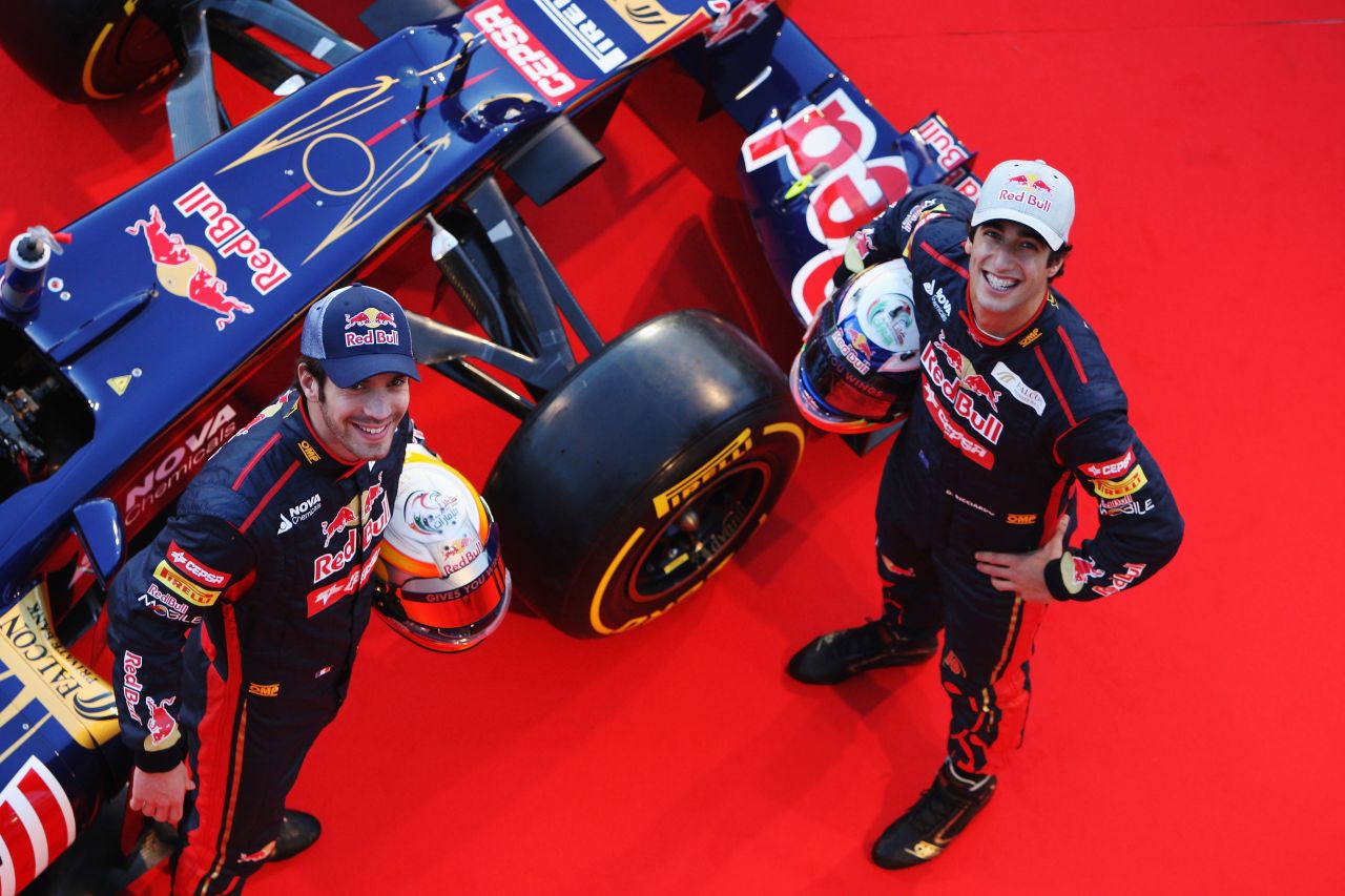 Toro Rosso had their all-new driver pairing on hand to unveil the STR7. Australian Daniel Ricciardo and French rookie Jean-Eric Vergne will race for the Italian team in 2012.
