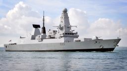 Britain's Royal Navy Type 45 destroyer HMS Dauntless enters Portsmouth, England.