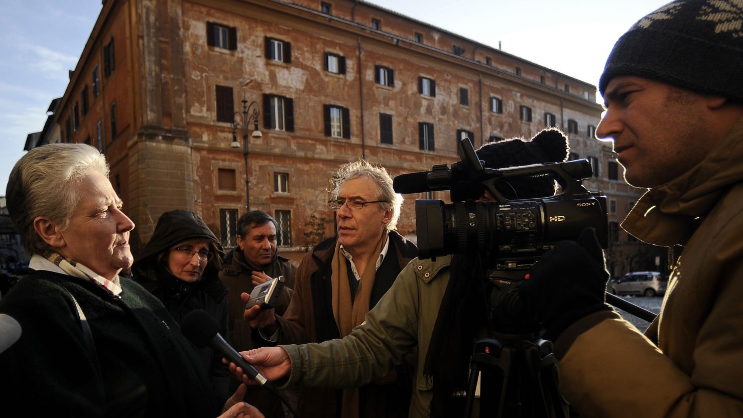 Former Vatican sex abuse commission member Marie Collins speaks to the media in Rome in 2012.