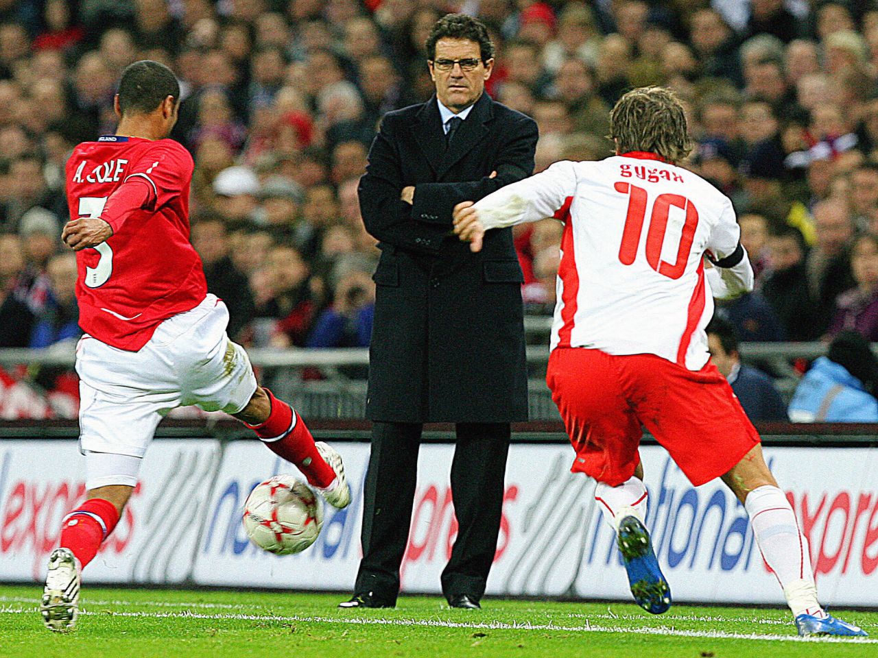 The Italian's first game in charge was a friendly international against Switzerland at Wembley in February 2008, with England winning 2-1.