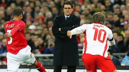 Capello's first game in charge was a friendly against Switzerland at Wembley in February 2008.