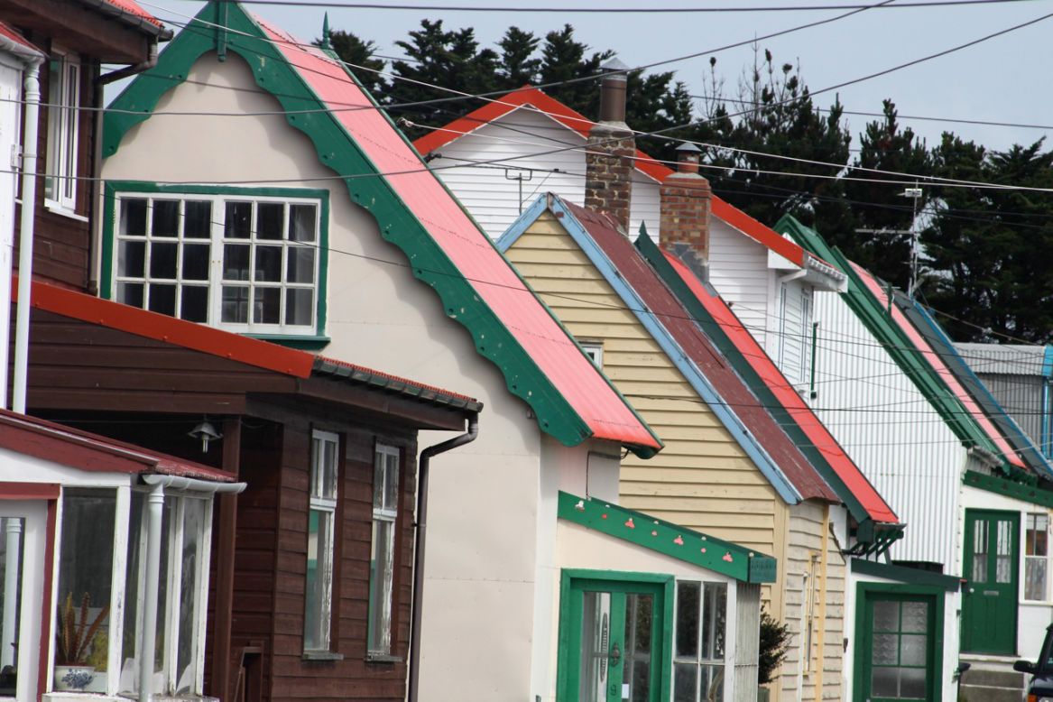Colourful houses made from corrugated iron give the Stanley, the capital of the islands, a Scandinavian feel. 