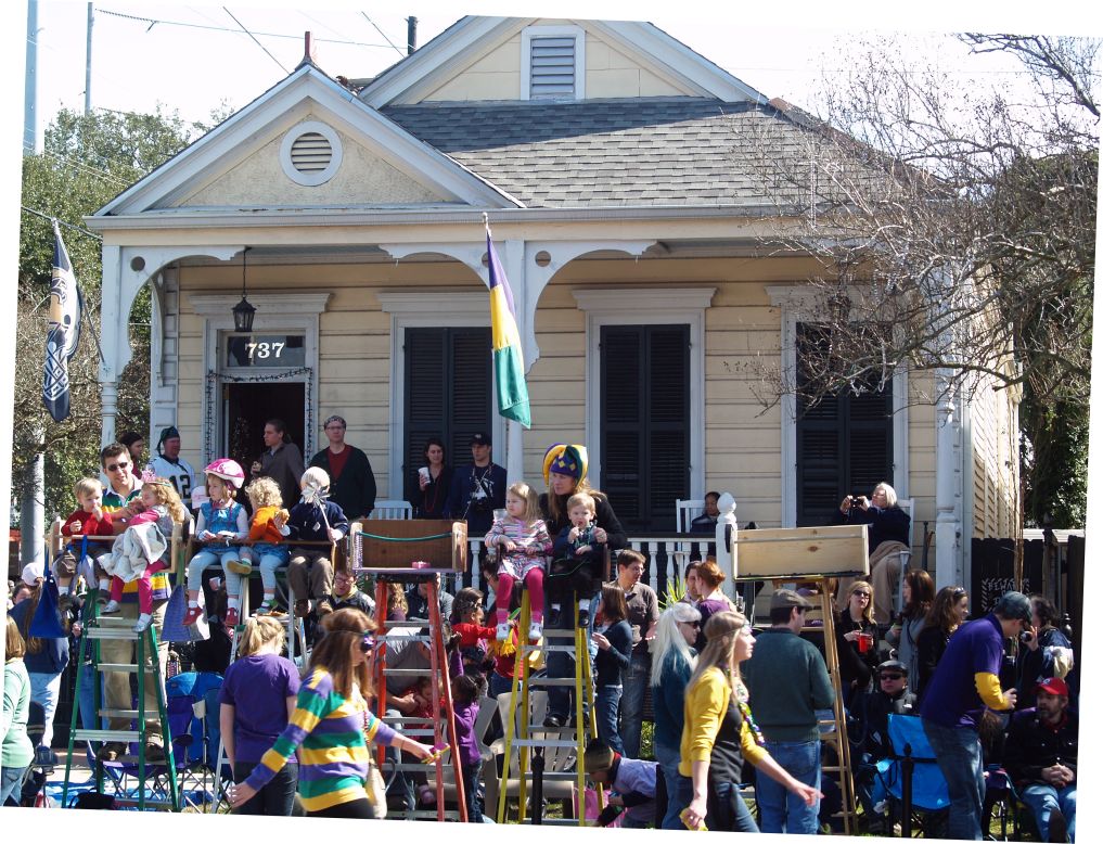 The Mardi Gras season is a family celebration. Ladder seating provides kids with clear views of the parades rolling by.