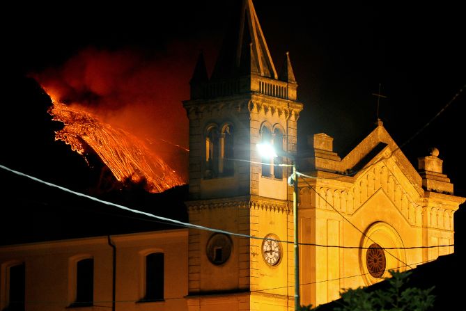 The lava flown into a valley overnight and did not represent a danger to inhabited areas. Etna is the highest active volcano in Europe at 3,295 metres (10,810 feet) which last eruption was in May.