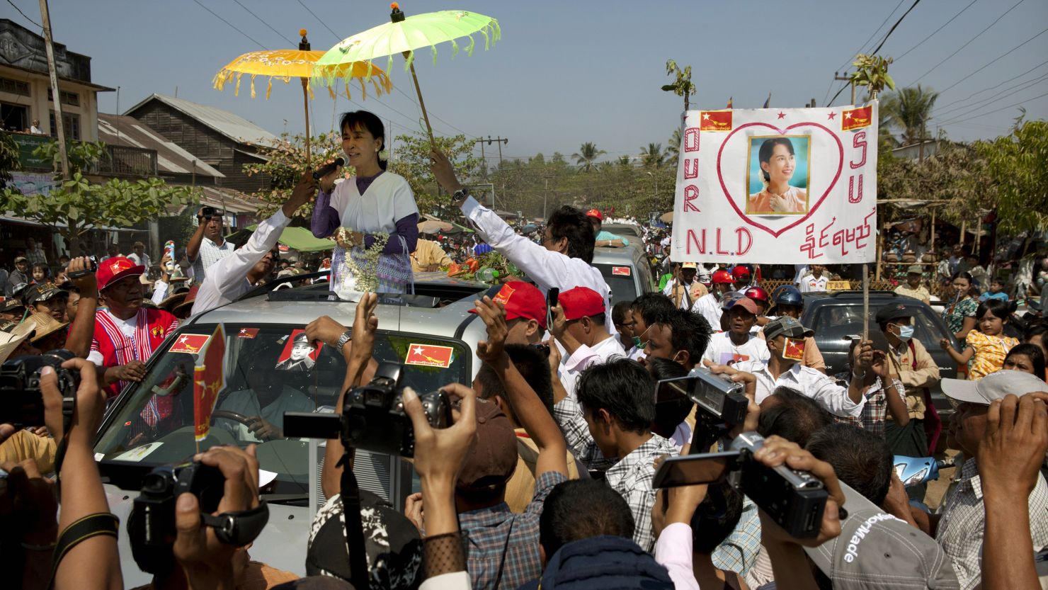 Myanmar opposition leader Aung San Suu Kyi on the campaign trail ahead of the April 1 by-elections. 