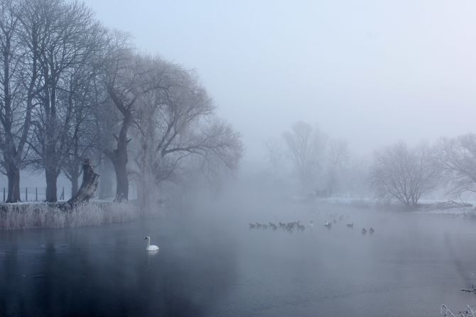  Mist rises from the partially frozen Great Ouse river on February 11, 2012 in Huntingdon, England. The Met Office recorded the coldest temperature so far this winter with -16C registered in Holbeach, Lincolnshire. 