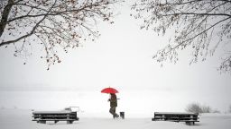 A man walks through snow covered banks of the Danube river in Zemun near Belgrade on February 12, 2012. Cold weather claimed seven more lives on Sunday in the Balkans -- two in Albania, one in Serbia and Bosnia respectively, while three more victims of an avalanche that buried several houses in a southern Kosovo village were found. 