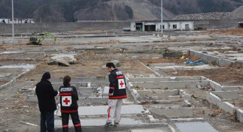 In Otsuchi, one of the worst-hit towns, much of the debris has now been cleared, with only the foundations left of many of the houses which were destroyed by the tsunami. The government has still not decided what should be done with this area.