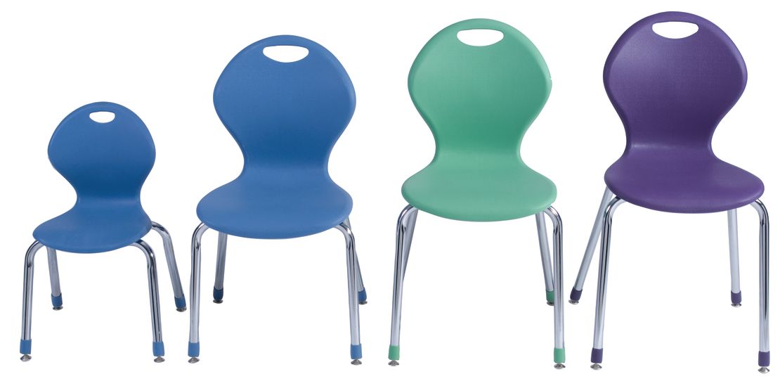 These chairs from Academia Furniture Industries show the range of sizes from 12 to 19 inches.