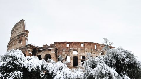 The Colosseum in Rome, and sites in the historic walled town of Urbino, have suffered damage due to unprecedented snow-fall 