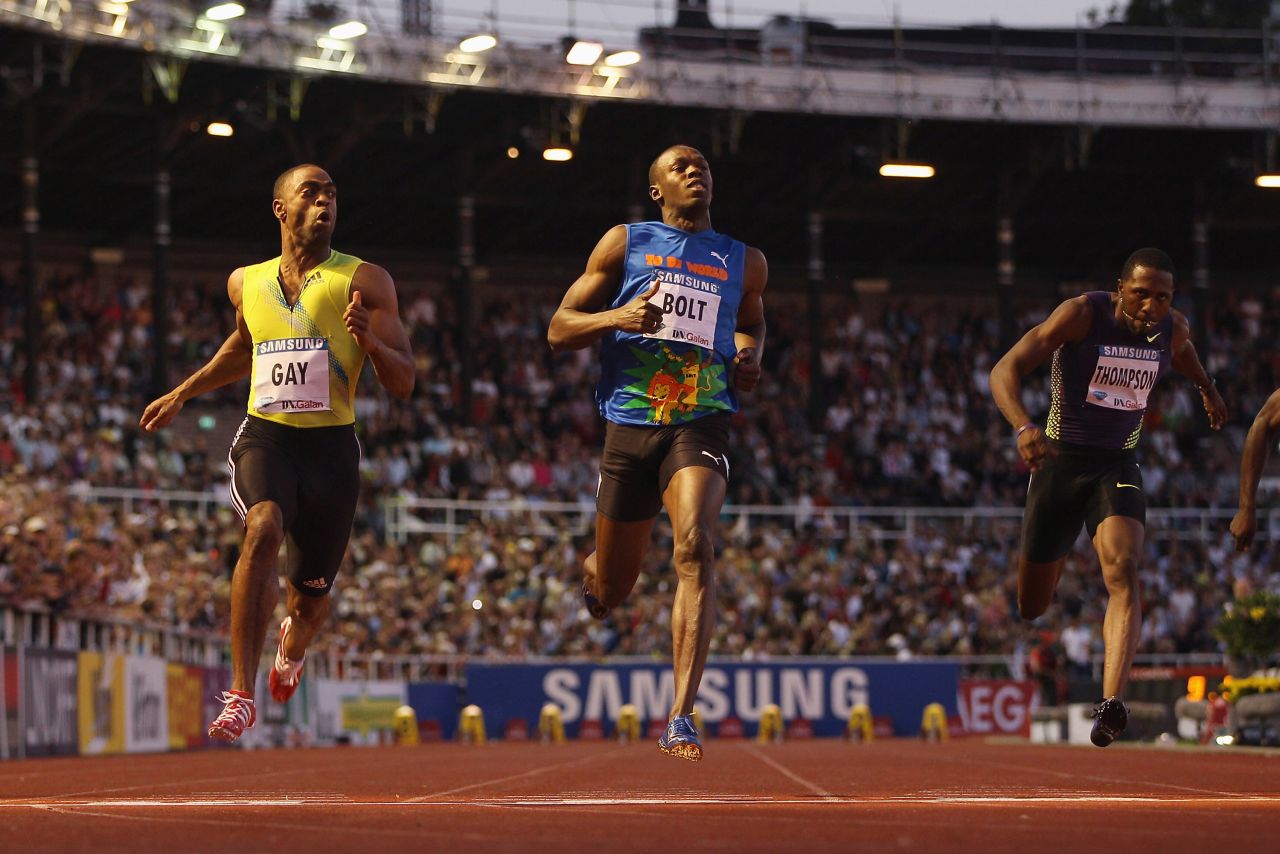 The American beat triple Olympic champion Usain Bolt in the 100 meters final at a Diamond League meeting held in Stockholm, Sweden in 2010.
